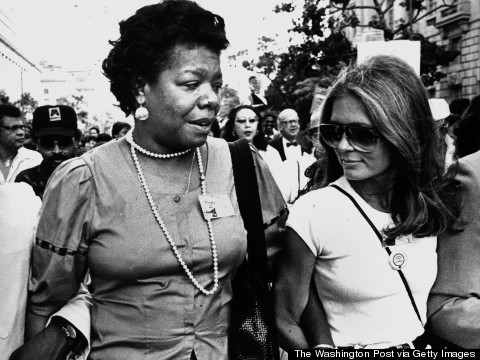 Maya Angelou and Gloria Steinem on their way to the March on Washington on August 27, 1983 in Washington, DC.