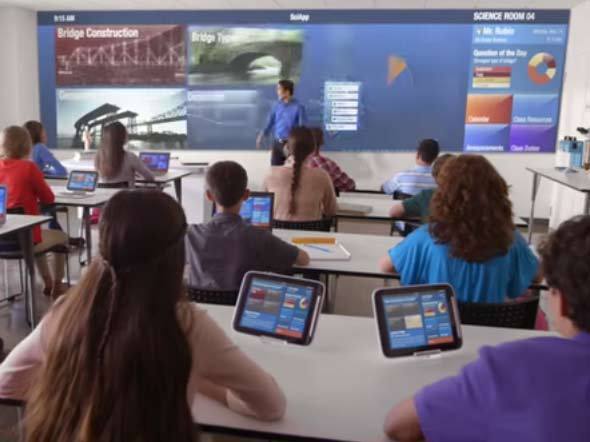 A sala de aula tecnológica imaginada pela Intel: segundo Paoletti, ela não está assim tão distante assim