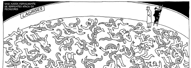Imagem da adaptação de 'A Divina Comédia', de Seymor Chwast, no livro 'Cânone Gráfico'